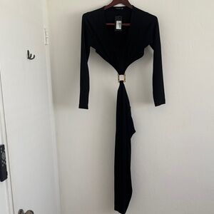 Nasty Gal Black Long Sleeve Dress with Gold Buckle